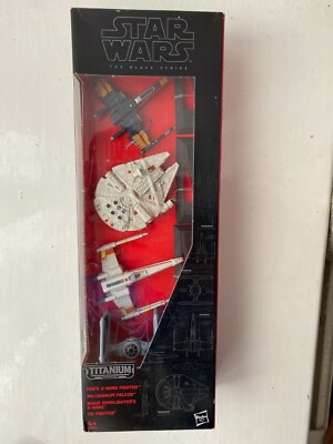 BRANDNEU IN VERPACKUNG STAR WARS SCHWARZ TITAN SERIE SET X-WING FALCON KRAWATTE FIGHTER 4 SCHIFFS SET