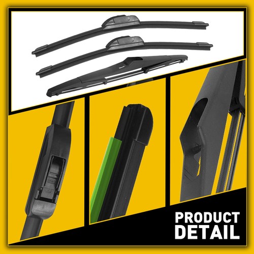 15"/15"/14" Fit for JEEP Wrangler JK 2000-2022 Windshield Wiper Blades Set of 3 - Picture 4 of 10