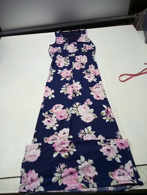 Three Pink Hearts Navy Floral Cameo Maxi Dress Women's Size Medium 