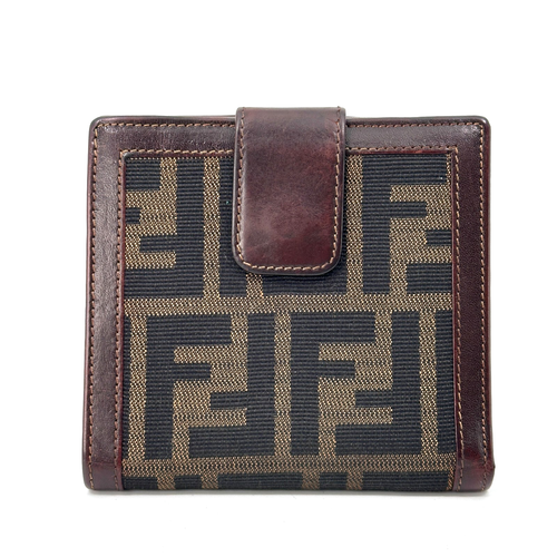 FENDI Zucca Vintage Bifold Wallet Canvas Brown Authentic - Picture 3 of 12