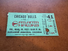 1971 Atlanta Hawks Chicago Bulls Basketball Ticket Maravich Last Rookie Game