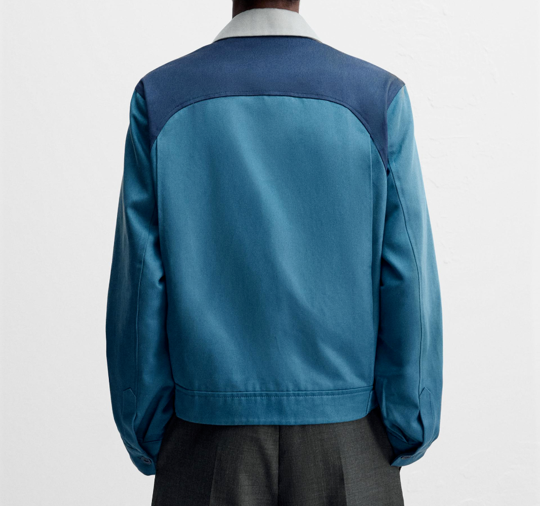 Zara x Harry Lambert Colour Block Cropped Jacket Blue Size L XL