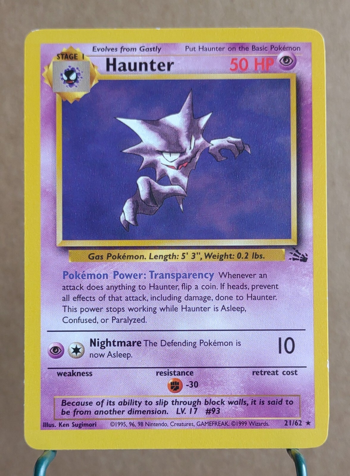 1999 Pokemon Fossil Haunter #21 NM