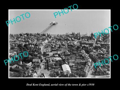 OLD LARGE HISTORIC PHOTO OF DEAL KENT ENGLAND VIEW OF THE TOWN & PIER c1930 3