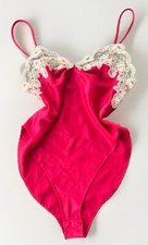 Blanche By Ralph Montenero Vintage Red Lingerie One Piece Bodysuit Ivory Lace