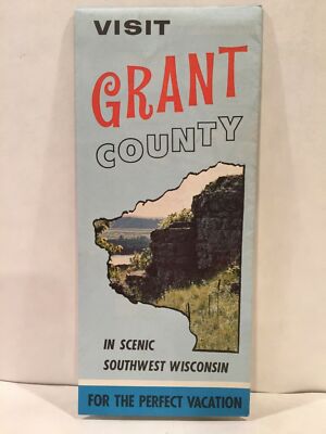 1965 VISIT GRANT COUNTY SCENIC SOUTHWEST WISCONSIN Travel Guide Brochure Map