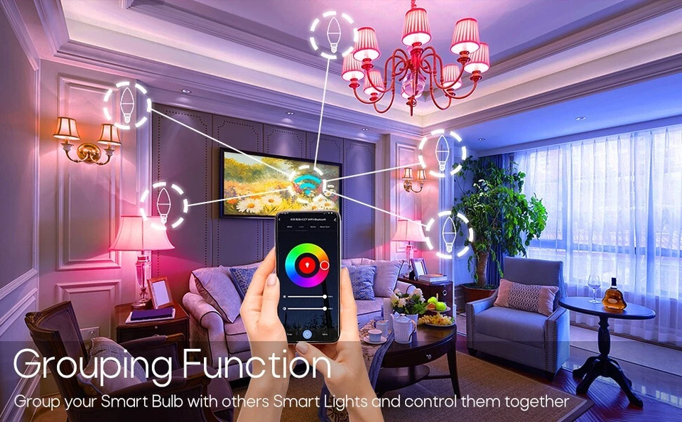 2 pc WiFi Smart Candle LED Light Bulbs E12 5W Dimmable RGB Color Changing Bulb - Image 2 of 4