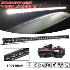 32INCH 420W Slim LED Light Bar Spot Beam +Wiring For Jeep Work Driving SUV 4WD