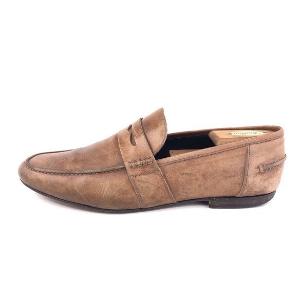 M.Gemi Brown Leather Penny Loafers EUR 42.5 Mens Size 8.5-9  display picture 2