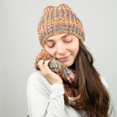 Bugatti Grobstrick Contrast Winterset Beanie & Loopschal Kombination Damen 