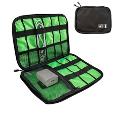 Storage Bag Mobile Phone Data Cable Portable Large Mesh Pocket Two-Way Zipper