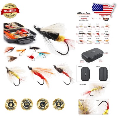 Versatile Fly Fishing Assortment Kit - 60 High-Quality Flies in Waterproof Box
