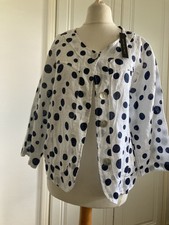 Luca Vanucci Size S Women's 100% Linen White Navy Spot Jacket. With Tags