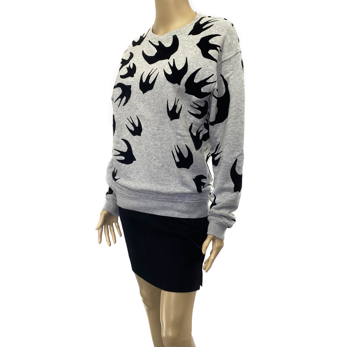 MCQ Alexander McQueen Gray Bird Print Sweatshirt Jacket | eBay