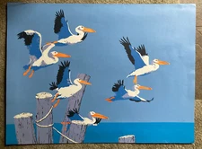 Pelicans Seascape Print by Walt Curlee. Limited Edition 118/300. Flying Peli