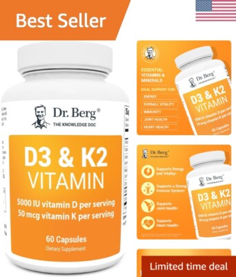 Dr. Berg Vitamin D3 K2 5,000 IU Capsules with MCT and Bile Salts - 60 Count