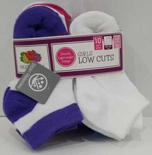 Fruit of the Loom Girls Low Cut Socks 10-Pack, Size S/CH 6-101/2 LOC G-13 