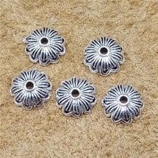 6 Sterling Silver Daisy Flower Bead Caps 925 Silver Spacer for Bracelet 7mm