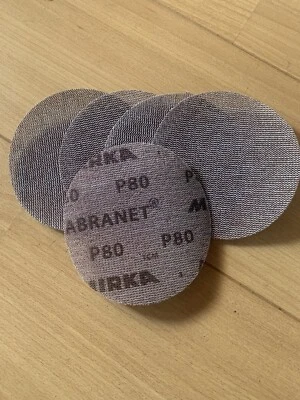 Mirka Abranet 125mm Sanding Discs - 80 Grit - Pack of 5 discs