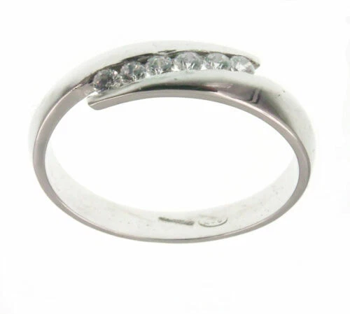 Anelli di bigiotteria fasce, fascioni in argento con pietra principale zircone