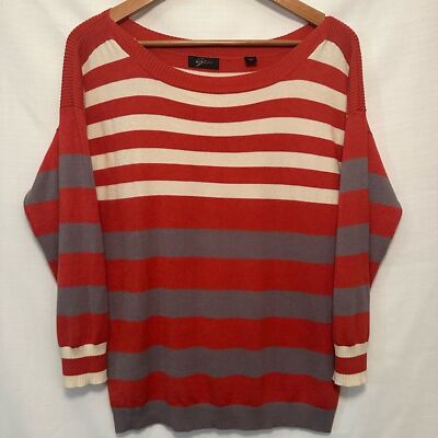 Cyrus Rust Orange Striped Pullover Sweater Size Large