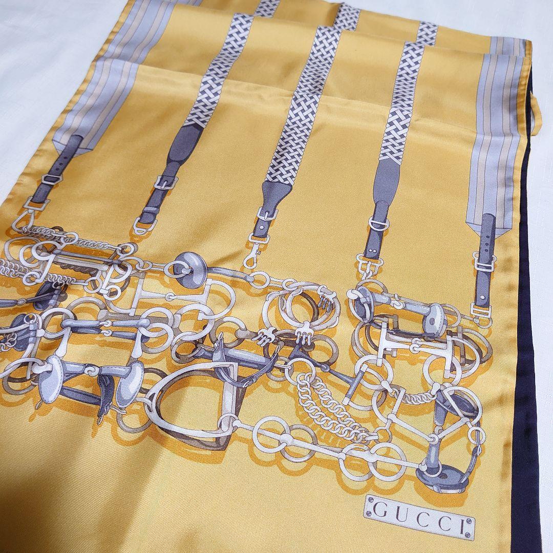 GUCCI Large Scarf horsebit Logo pattern Yellow 42x171… Gem