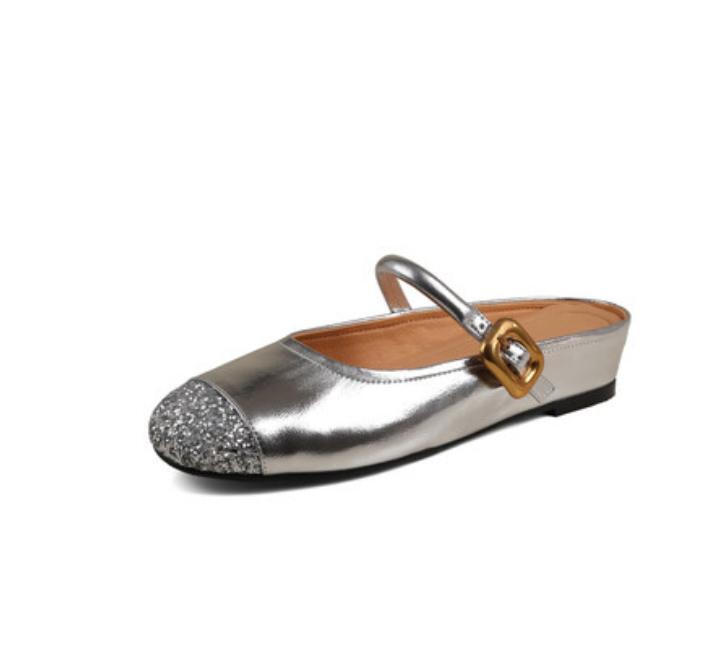 PANTOFOLA D’ORO Scarpe ciabatte donna estive nuove paillettes splicing stile retrò tacco medio