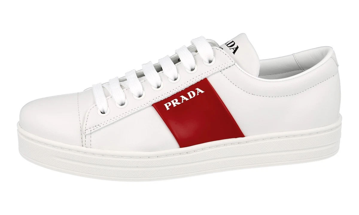 PRADA Leder Downtown Sneaker - 1E144N - Weiss - NEU