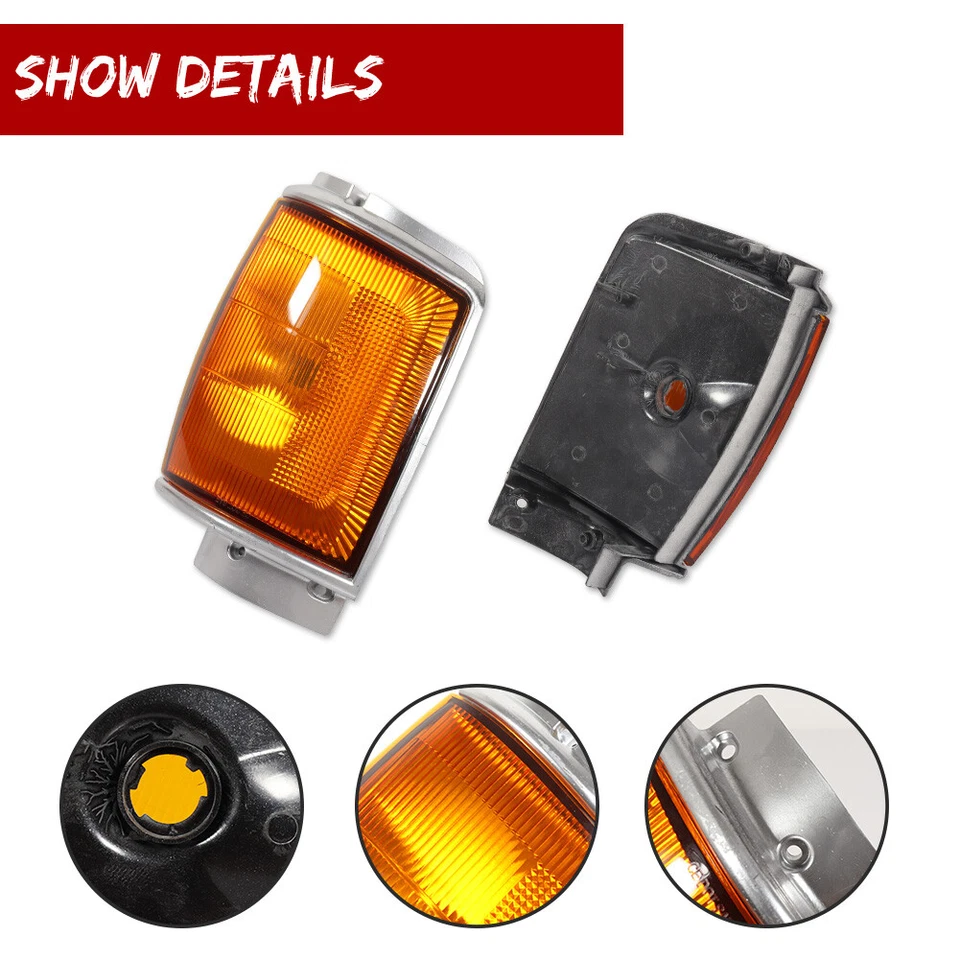 琥珀色镜头前侧标记角灯适用于 1984 - 1986 年丰田皮卡 & 4Runner — 第 3/4 张图片