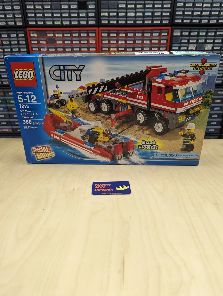 Lego City Off Road Fire Truck Fireboat 7213 388pcs Box Open