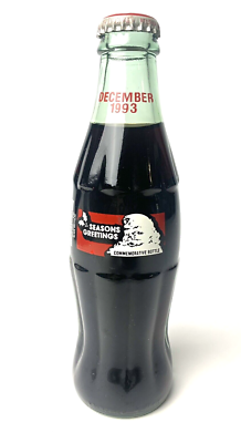 Coca Cola Classic Full Bottle Seasons Greetings December 1993