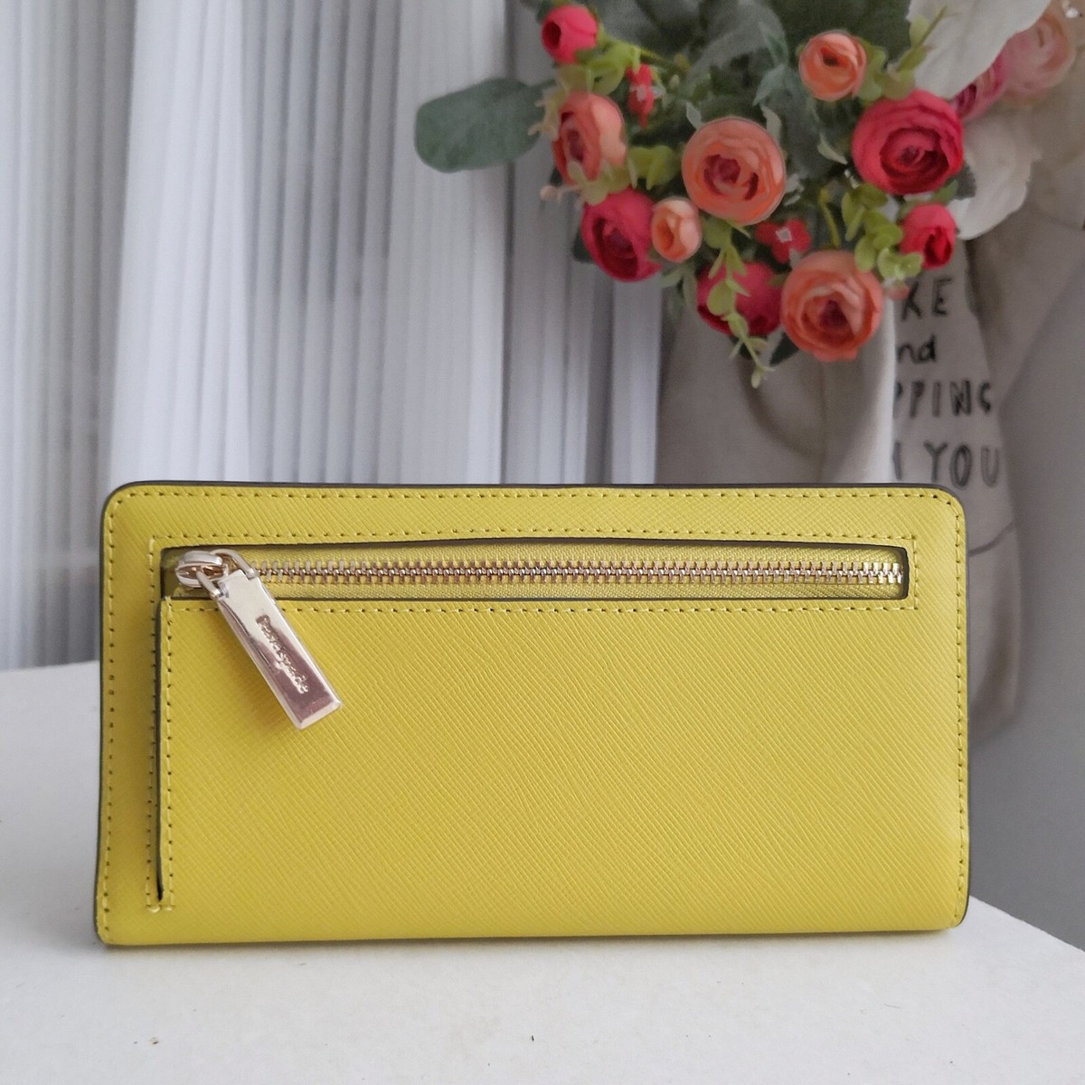 NEW Kate Spade Madison Large Slim Bifold Wallet Lime Slice