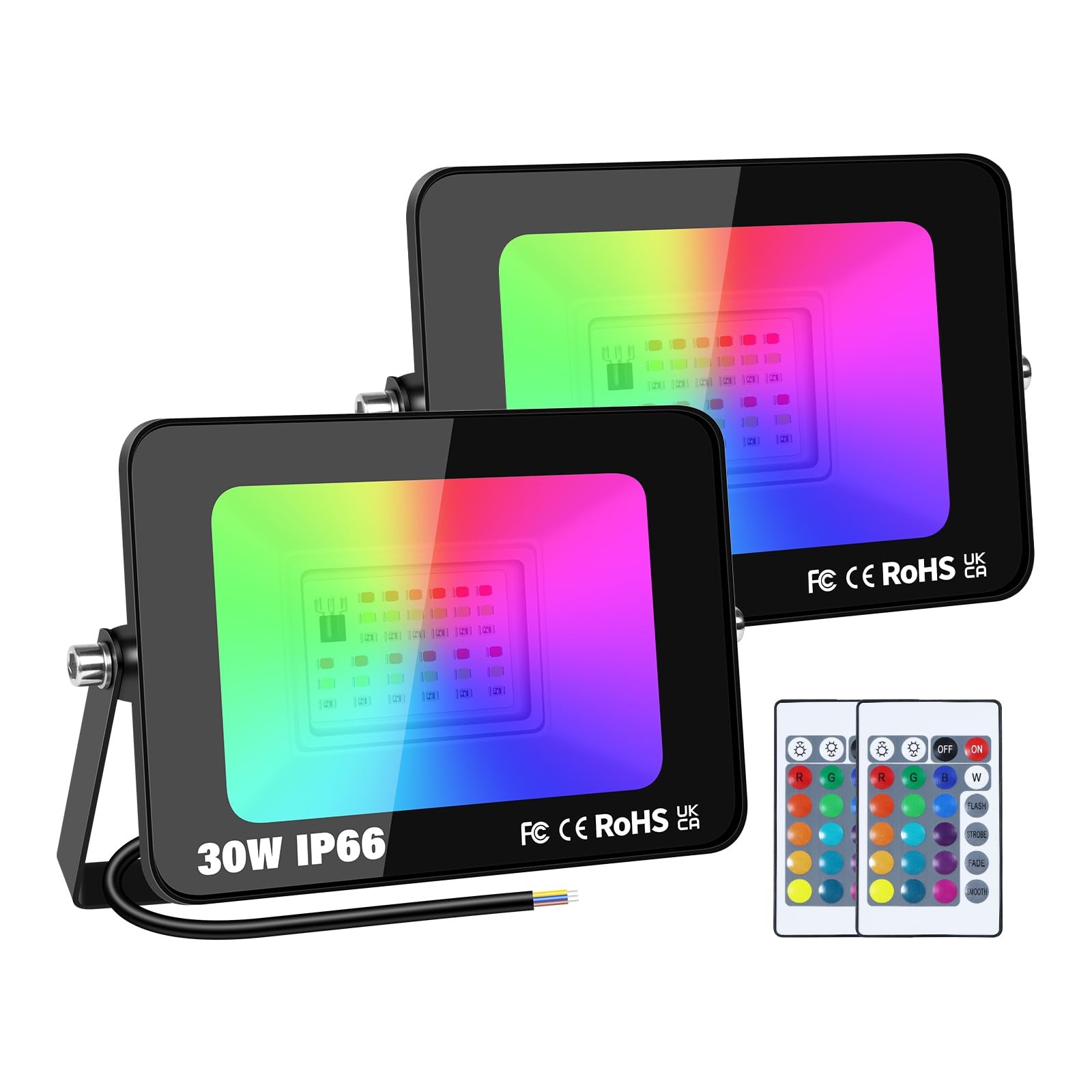 Projecteur LED 30W RGB à changement de couleur automatique Éclairage extérieur étanche IP65
