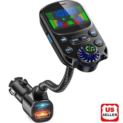 Car Bluetooth FM Transmitter Wireless Radio MP3 Hands-Free Fast Charging Adapter