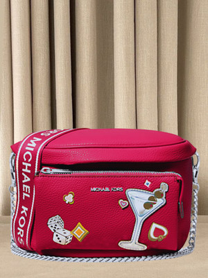 Michael Kors Slater Medium Embellished Sling Pack Crossbody Bag Dark Raspberry
