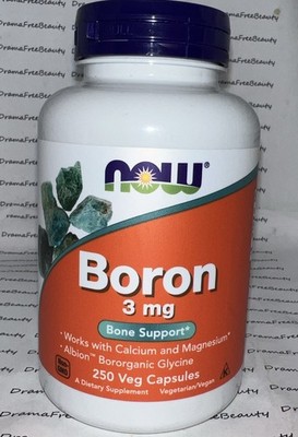 Now Foods BORON - 3 mg. 250 Veg Capsules - For BONE SUPPORT - Exp. 03/2029