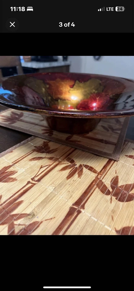 Tazón para servir de laca japonesa rojo dorado plato decorativo Foto 3 de 4