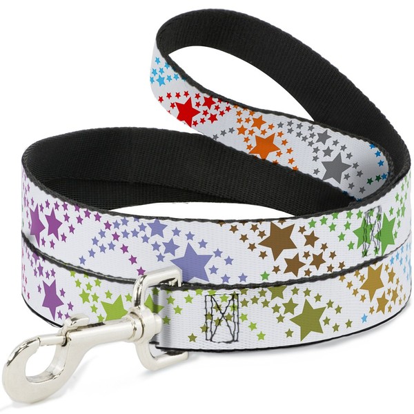 "Dog Leash Falling Stars White/Multi Color Narrow 0.5\" (Us Import)"-image