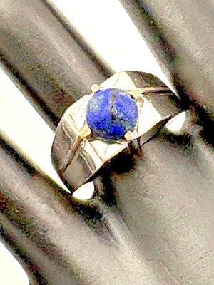 STS 925 STERLINGSILBER 8,3 MM RUNDER AZURIT CABOCHON RING GRÖSSE 11 HERREN UNISEX 3574