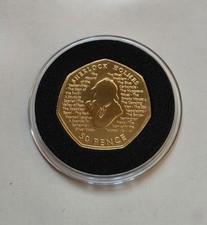 2019 Sherlock Holmes 50p BU Coin  24k Gold Plated 