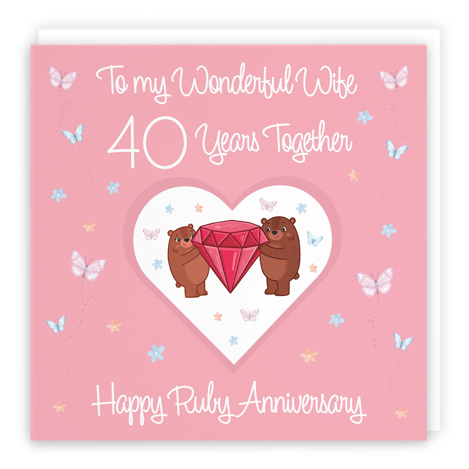 40th Wife Anniversary Card Ruby Romantic Meadows