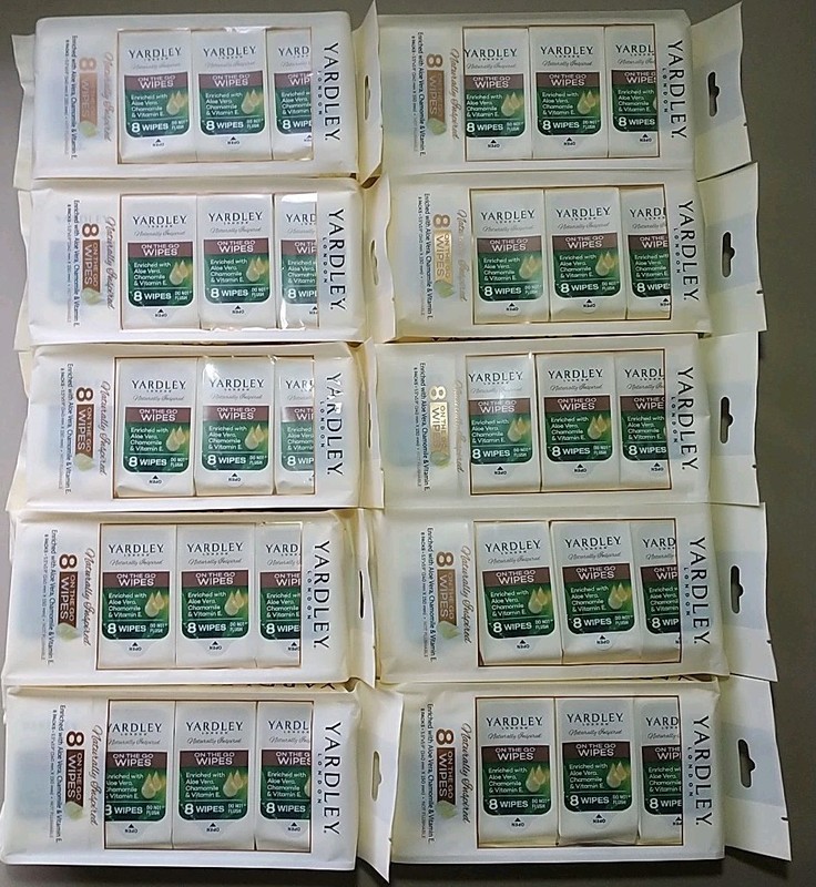 X10 Yardley London On The Go Wipes Bulk Face Clean Chamomile Aloe Vera Vitamin E