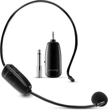 Bietrun Wireless Microphone Headset, UHF Headset Mic Small, Black A