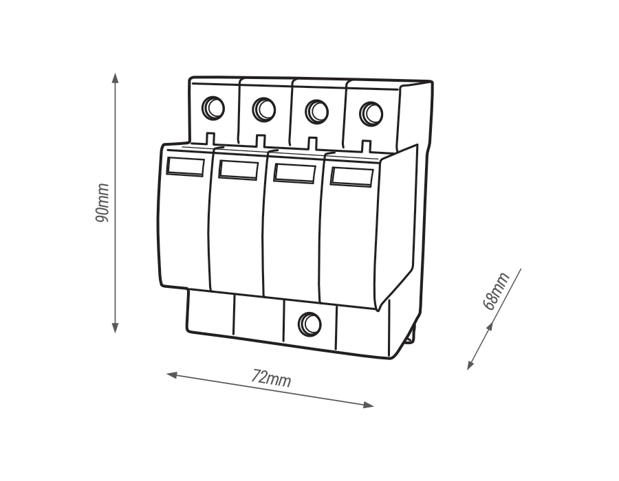 OP30S SURGE LIMITER T1+T2 B+C 4P 4M 30/60KA 1.5KV 741679