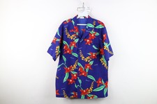 Vintage 60s Streetwear Mens Large Hawaii Flower Camp Collar Button Shirt USA