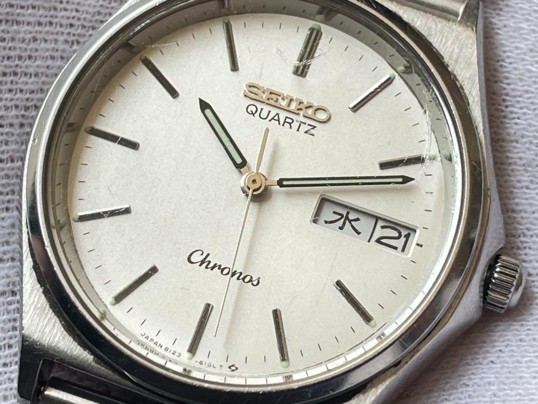 Vintage Seiko Chronos 8123-6130 Silver Dial Day Date KANJI Watch