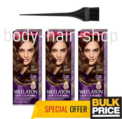 Wella Wellaton Intense 5/0 Light Brown Professional Luminous Hair Color 3er Pack