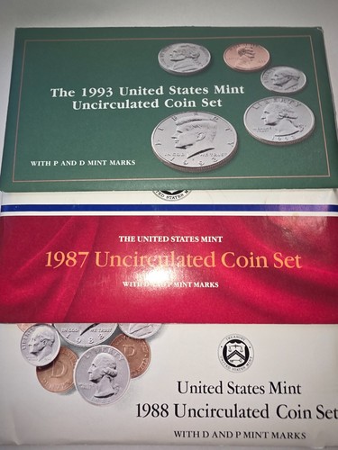 United States Mint Uncirculated Coin Sets P & D 1987, 1993 Sealed - Picture 1 of 8