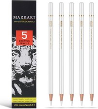Professional White Charcoal Pencils Set 5 Pieces White Sketch Pencils White C...
