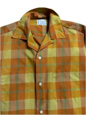 VTG Penneys Shirt Mens Small Orange Loop Collar Towncraft Penn Prest USA 60s